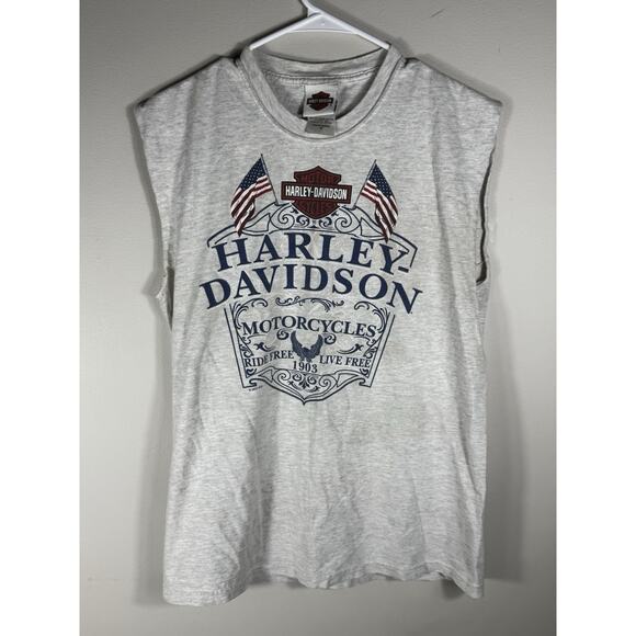VTG 2002 Harley-Davidson Sleeveless T-Shirt USA Made R.K. Stratman Eagle Bike M - Picture 1 of 12